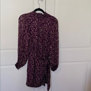 Sézane Purple and Gold Embroidered Dress